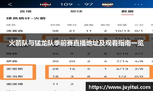 火箭队与猛龙队季前赛直播地址及观看指南一览
